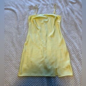 Polly Mini Yellow Satin Mini Dress